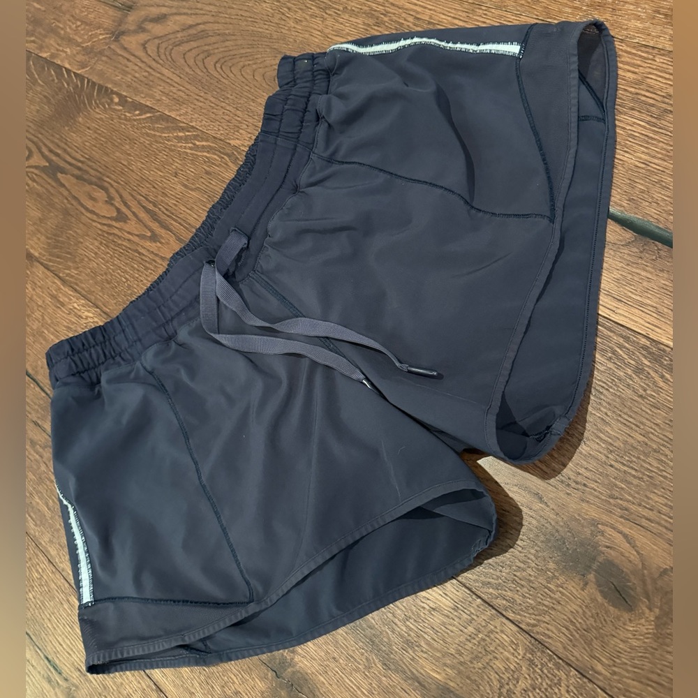lululemon Navy blue  hotty hot shorts 10 drawstring